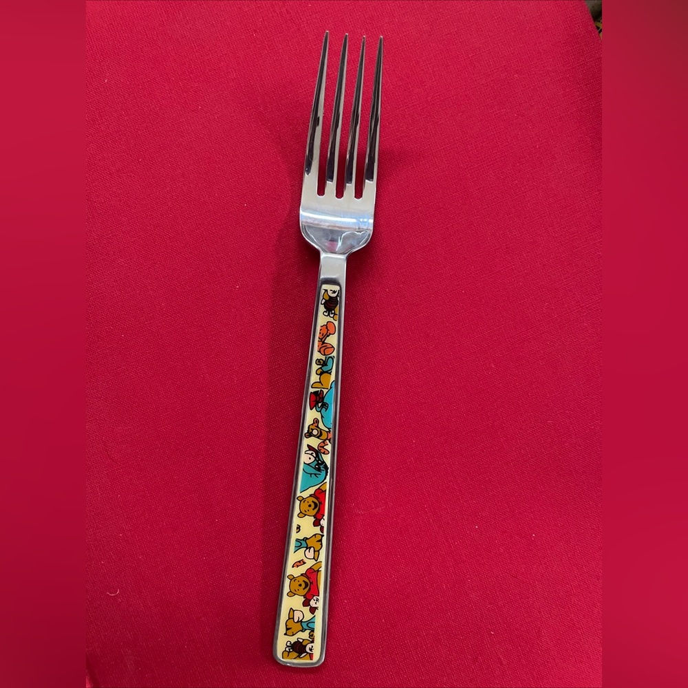 Winnie The Pooh Bear Dinner Fork - One Of A Kind UNIQUE RARE Enamel Adult size